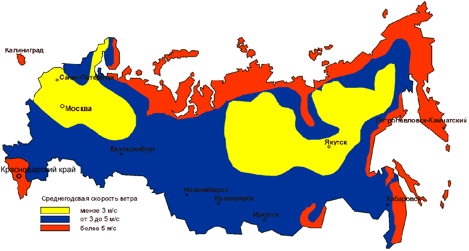 Карта ветровых районов России