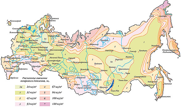 Карта ветровых районов России